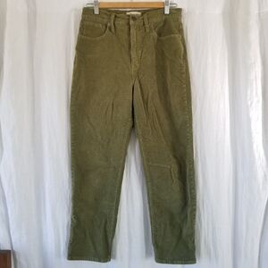 Madewell Olive Green Corduroy Straight Leg Pants